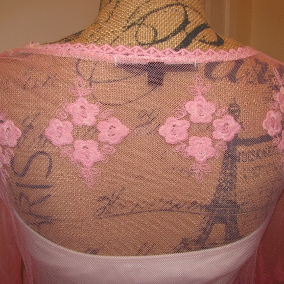 Pink Sheer Lace Bohemian Mesh Top - Picture 6 of 7
